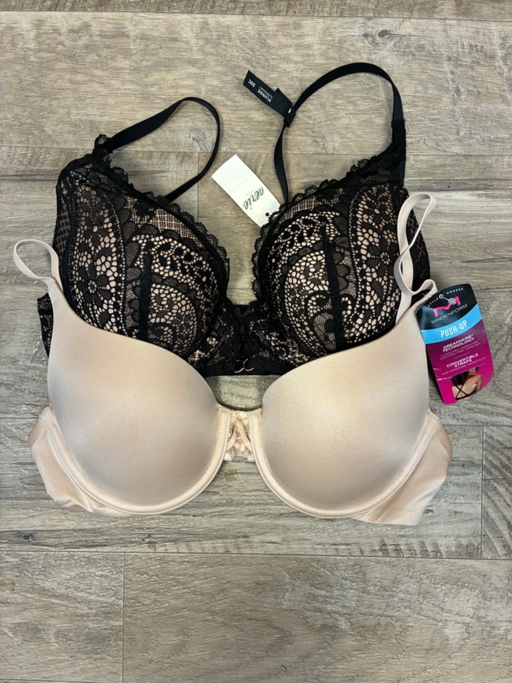 Aerie Maidenform 2 Push Up Bras Real Power Plunge Lace